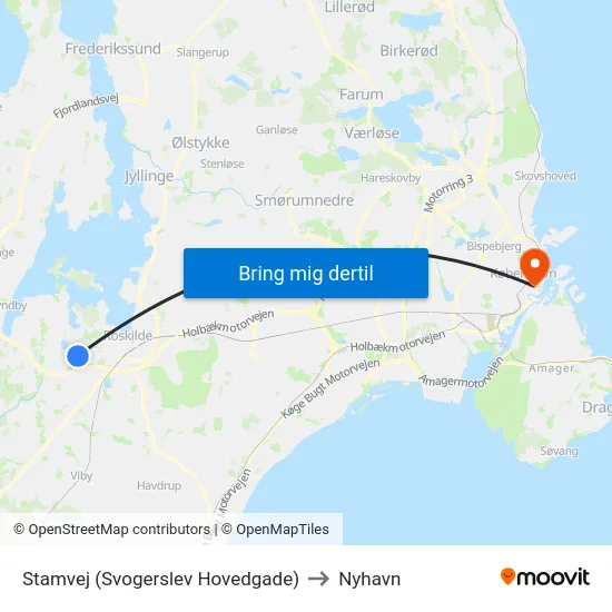 Stamvej (Svogerslev Hovedgade) to Nyhavn map