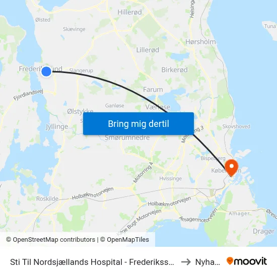 Sti Til Nordsjællands Hospital - Frederikssund to Nyhavn map