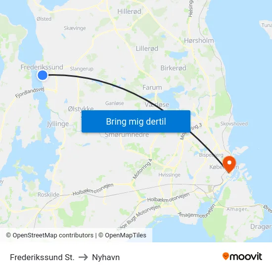 Frederikssund St. to Nyhavn map