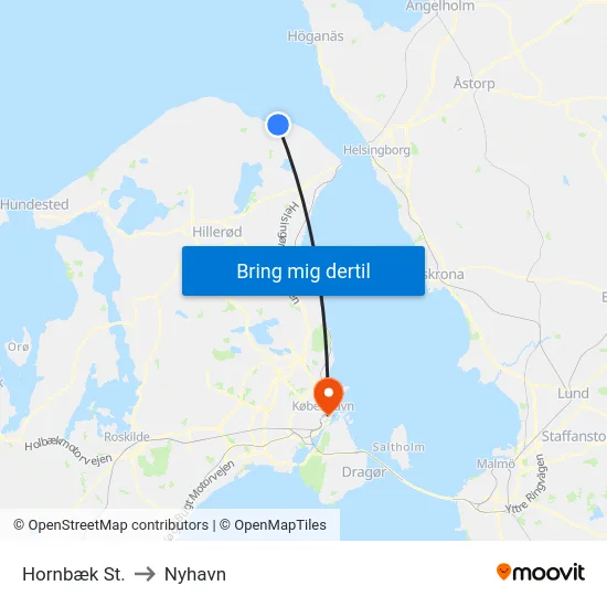 Hornbæk St. to Nyhavn map