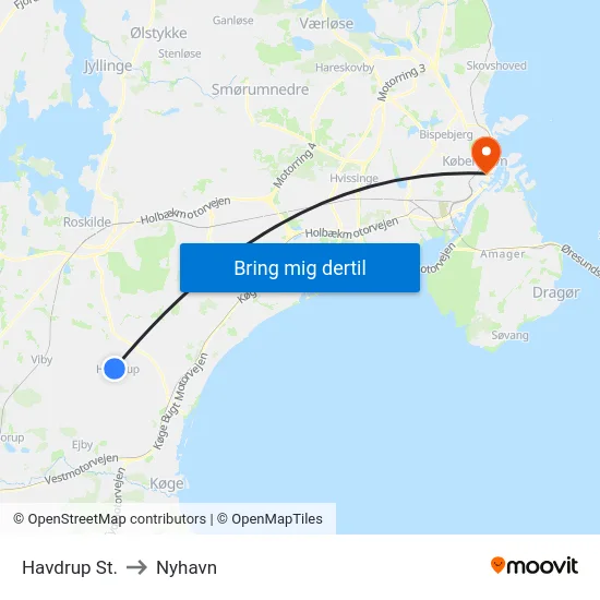 Havdrup St. to Nyhavn map