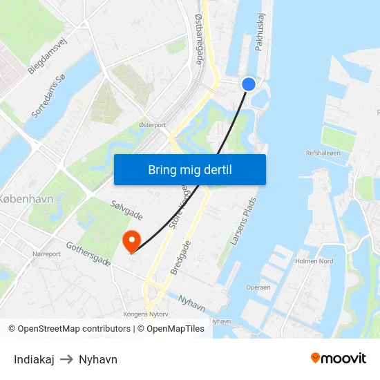 Indiakaj to Nyhavn map