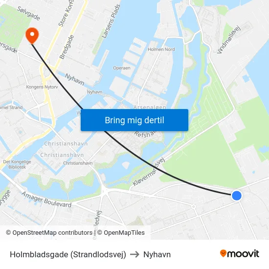 Holmbladsgade (Strandlodsvej) to Nyhavn map