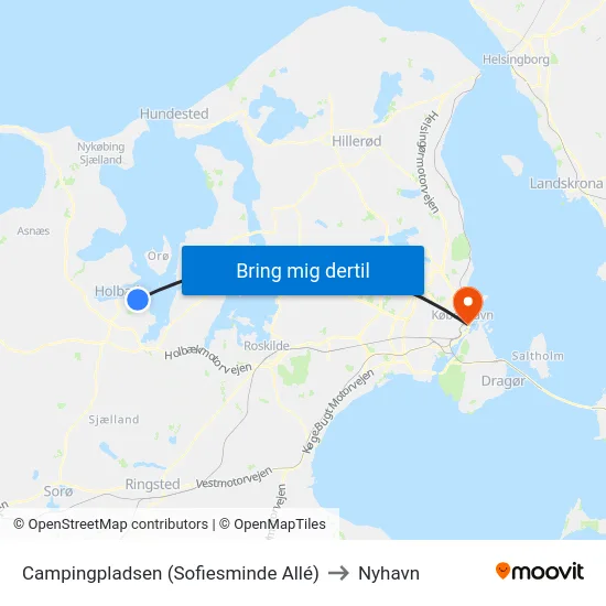 Campingpladsen (Sofiesminde Allé) to Nyhavn map