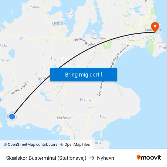 Skælskør Busterminal (Stationsvej) to Nyhavn map