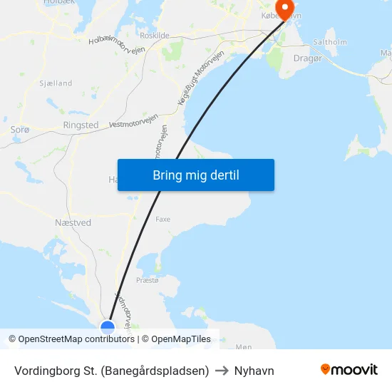 Vordingborg St. (Banegårdspladsen) to Nyhavn map