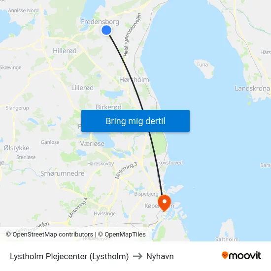 Lystholm Plejecenter (Lystholm) to Nyhavn map