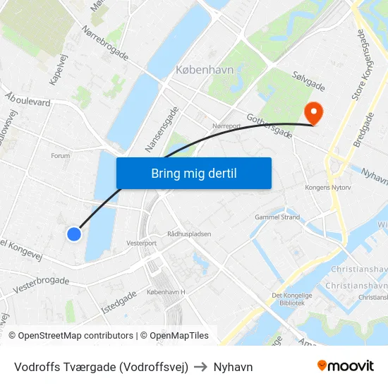 Vodroffs Tværgade (Vodroffsvej) to Nyhavn map