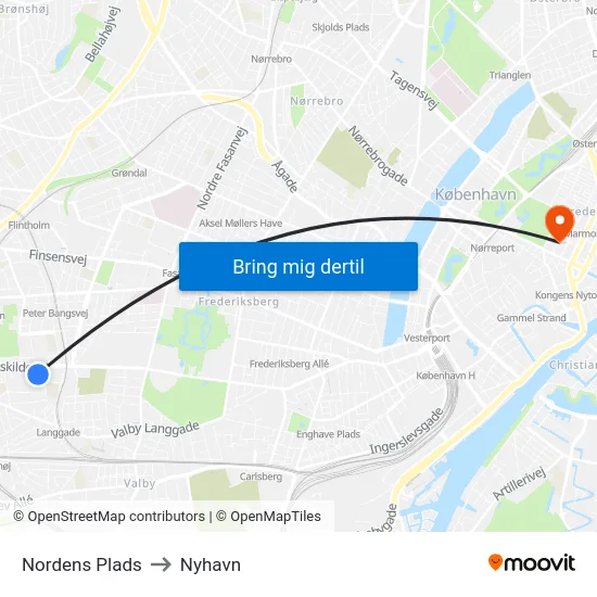 Nordens Plads to Nyhavn map