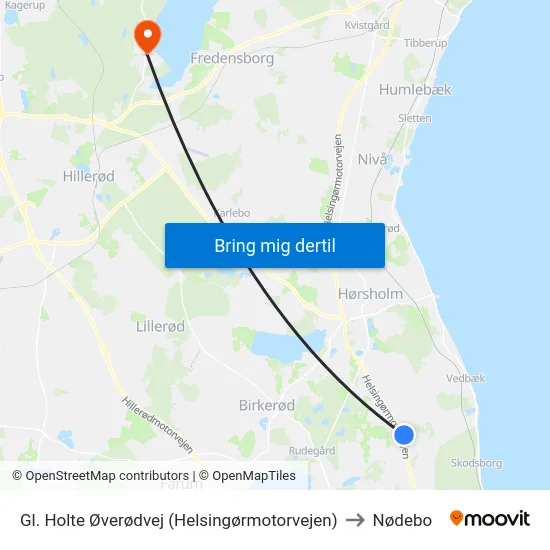 Gl. Holte Øverødvej (Helsingørmotorvejen) to Nødebo map