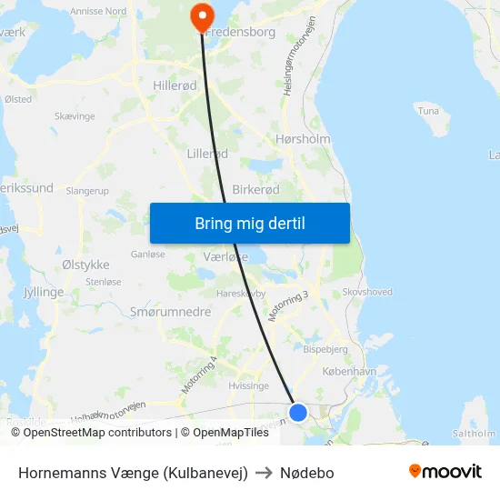 Hornemanns Vænge (Kulbanevej) to Nødebo map