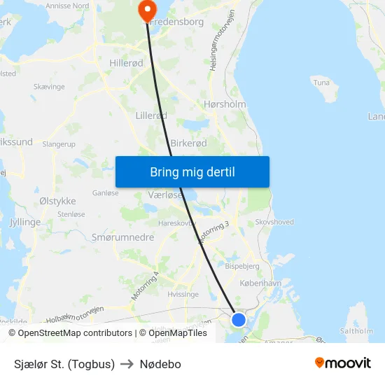Sjælør St. (Togbus) to Nødebo map