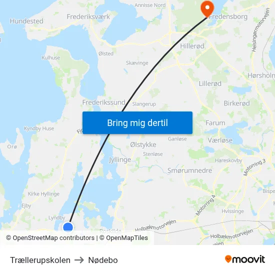 Trællerupskolen to Nødebo map