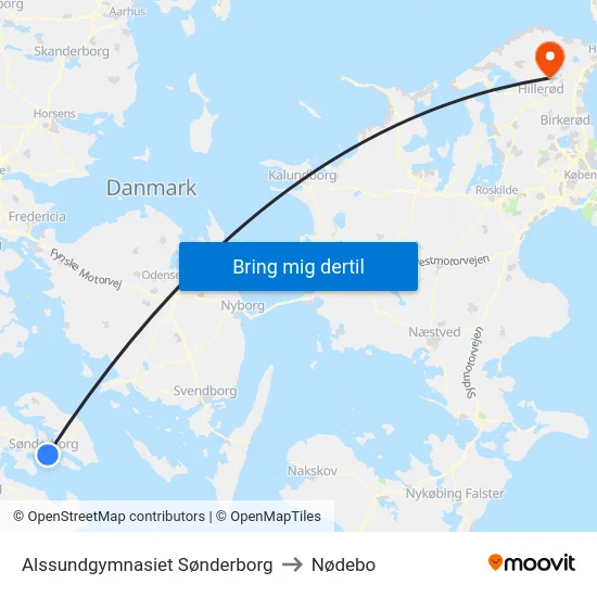 Alssundgymnasiet Sønderborg to Nødebo map