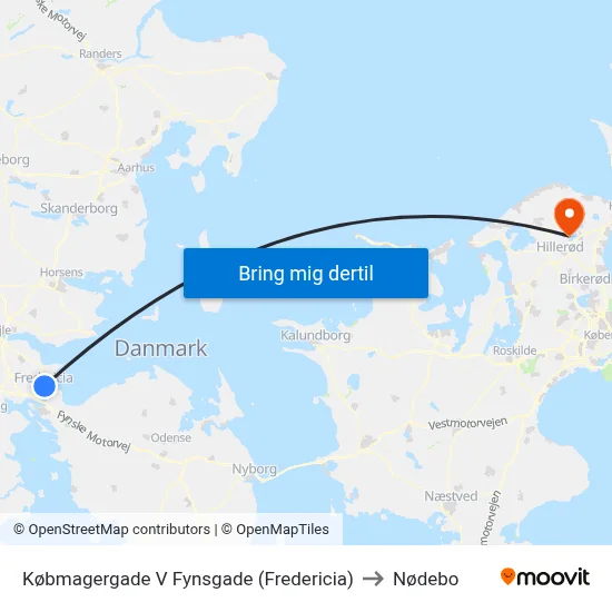 Købmagergade V Fynsgade (Fredericia) to Nødebo map