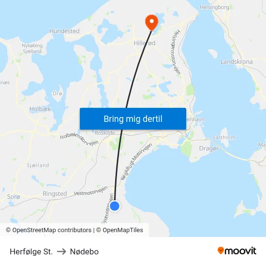 Herfølge St. to Nødebo map