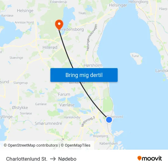 Charlottenlund St. to Nødebo map
