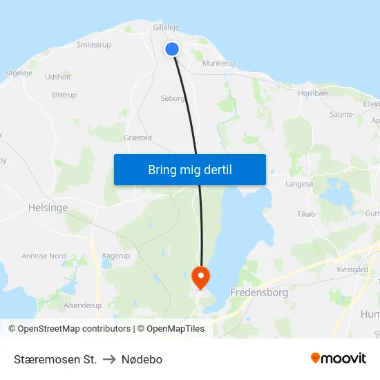 Stæremosen St. to Nødebo map