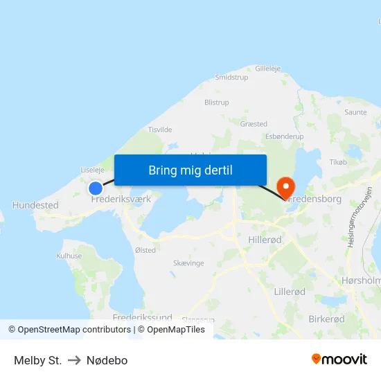 Melby St. to Nødebo map