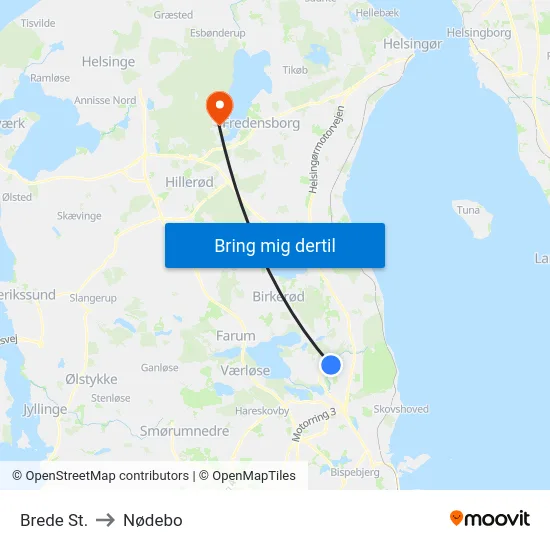 Brede St. to Nødebo map