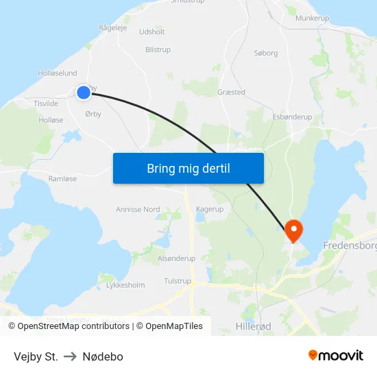 Vejby St. to Nødebo map