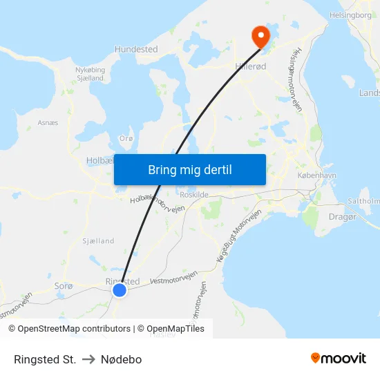 Ringsted St. to Nødebo map