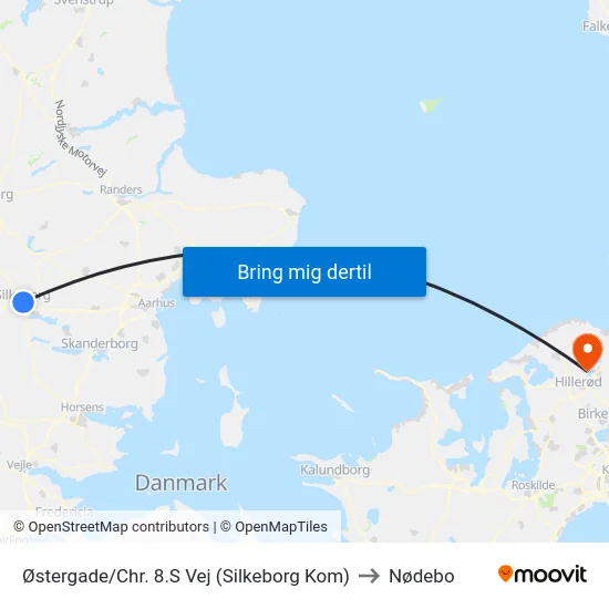 Østergade/Chr. 8.S Vej (Silkeborg Kom) to Nødebo map
