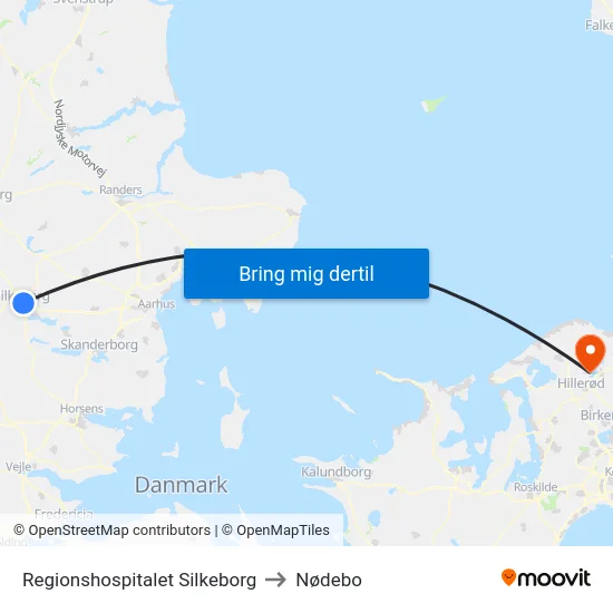 Regionshospitalet Silkeborg to Nødebo map