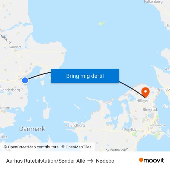 Aarhus Rutebilstation/Sønder Allé to Nødebo map
