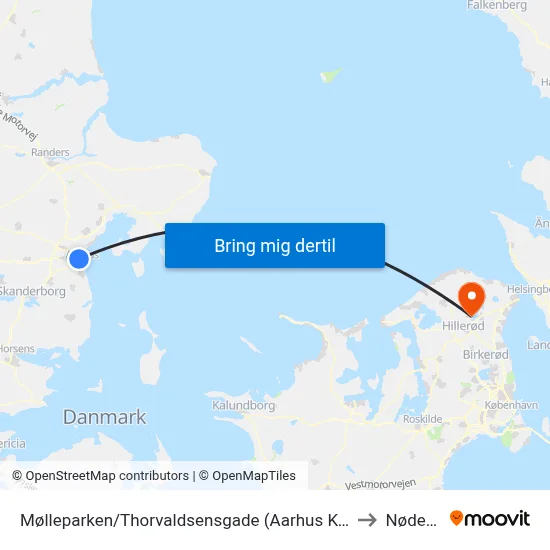 Mølleparken/Thorvaldsensgade (Aarhus Kom) to Nødebo map