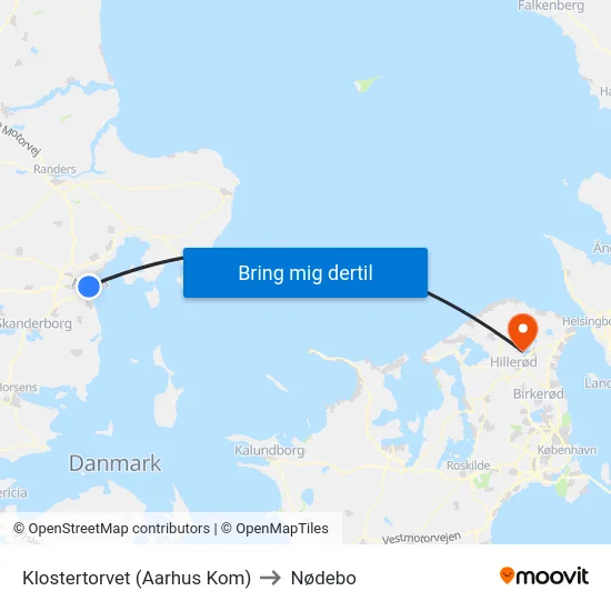 Klostertorvet (Aarhus Kom) to Nødebo map