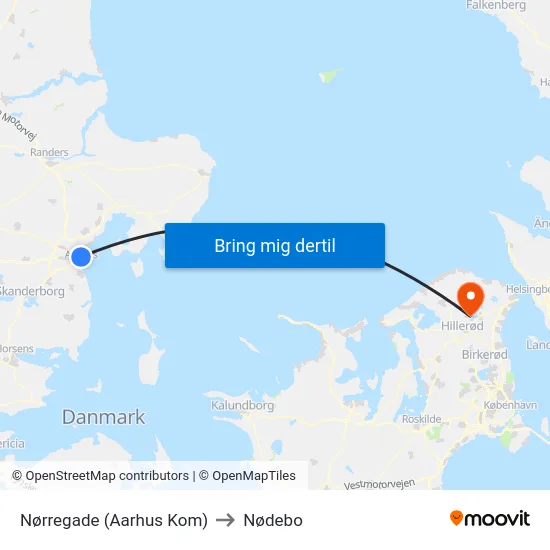 Nørregade (Aarhus Kom) to Nødebo map