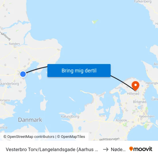 Vesterbro Torv/Langelandsgade (Aarhus Kom) to Nødebo map