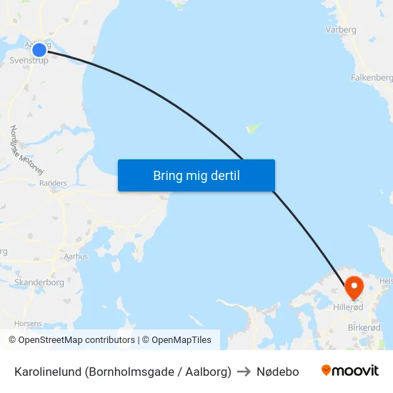 Karolinelund (Bornholmsgade / Aalborg) to Nødebo map