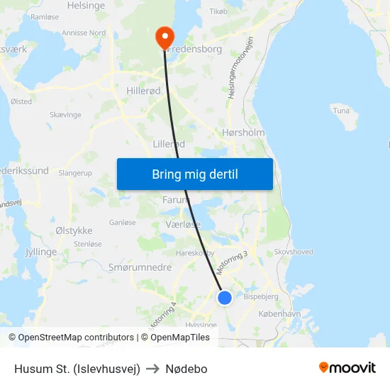 Husum St. (Islevhusvej) to Nødebo map