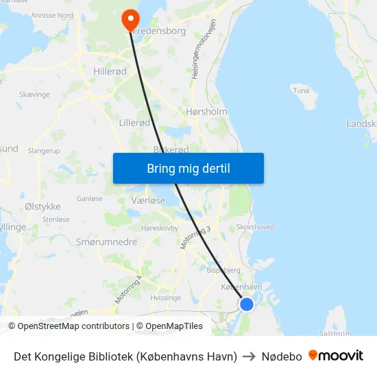 Det Kongelige Bibliotek (Københavns Havn) to Nødebo map