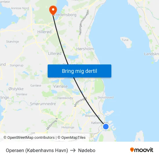 Operaen (Københavns Havn) to Nødebo map