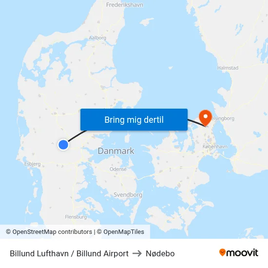 Billund Lufthavn / Billund Airport to Nødebo map