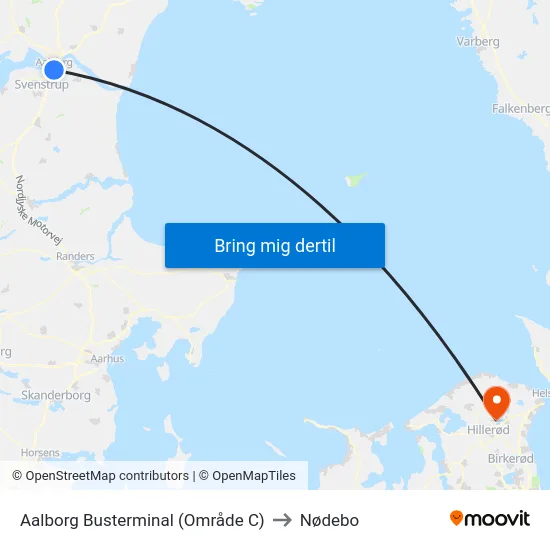 Aalborg Busterminal (Område C) to Nødebo map