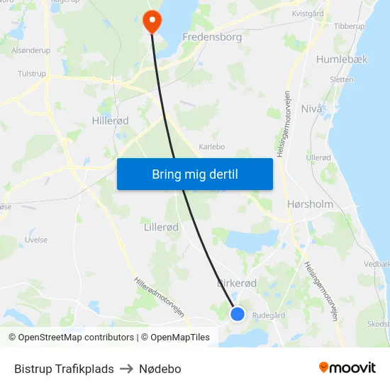Bistrup Trafikplads to Nødebo map