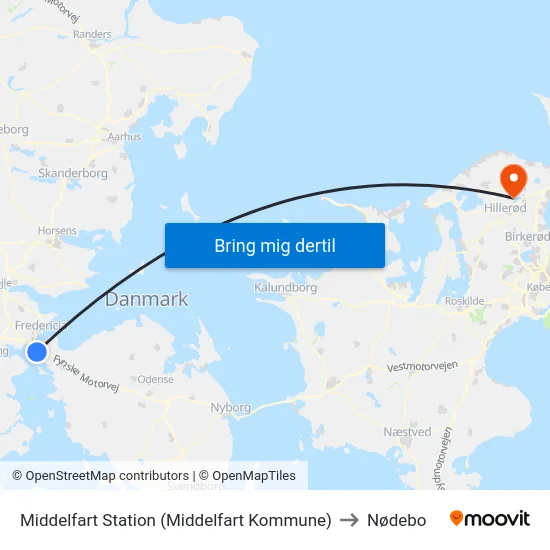 Middelfart Station (Middelfart Kommune) to Nødebo map