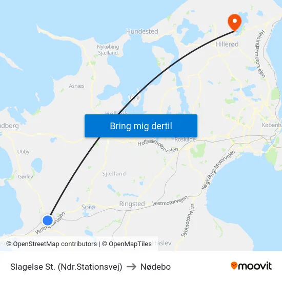 Slagelse St. (Ndr.Stationsvej) to Nødebo map