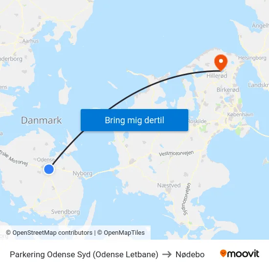 Parkering Odense Syd (Odense Letbane) to Nødebo map