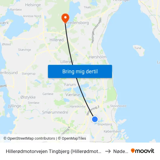 Hillerødmotorvejen Tingbjerg (Hillerødmotorvejen) to Nødebo map