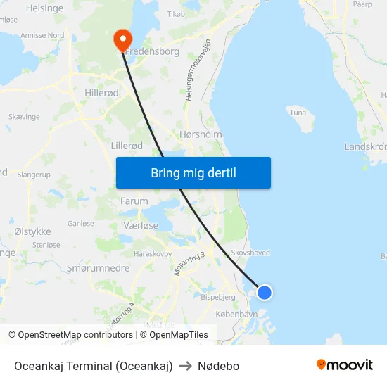 Oceankaj Terminal (Oceankaj) to Nødebo map