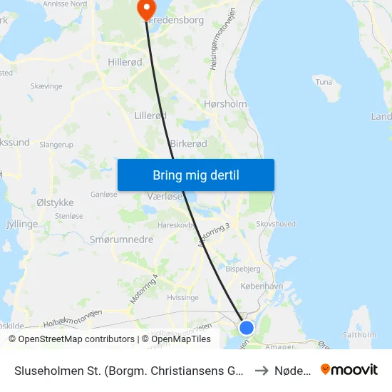 Sluseholmen St. (Borgm. Christiansens Gade) to Nødebo map