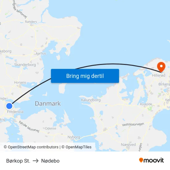 Børkop St. to Nødebo map