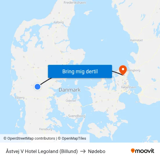 Åstvej V Hotel Legoland (Billund) to Nødebo map