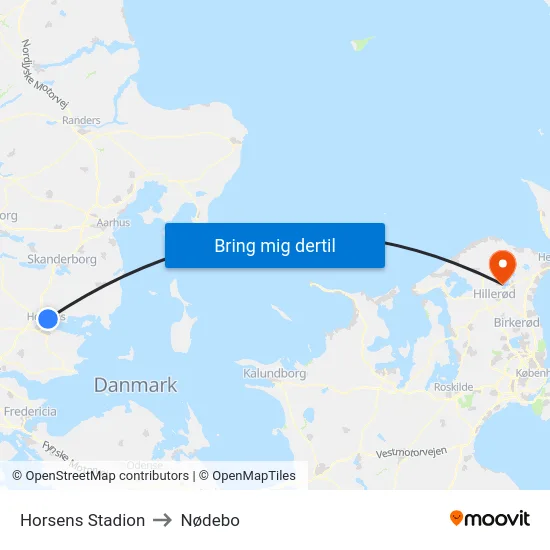 Horsens Stadion to Nødebo map