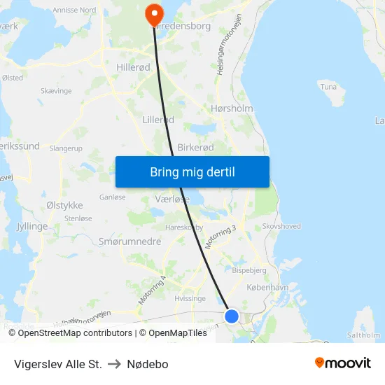 Vigerslev Alle St. to Nødebo map